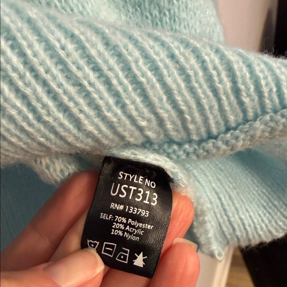 POL Light Blue Peace Sign Sweater - Picture 5 of 6